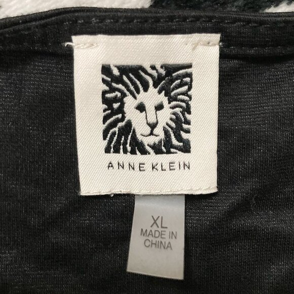 ANNE KLEIN Black asymmetrical v-neck 3/4th sleeve top ~ MEDIUM LARGE XL shirt - Picture 2 of 14